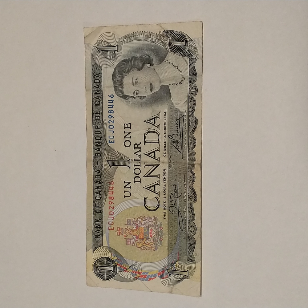 1973 Canadian $1 Bank note in circulated condition prefix ecj